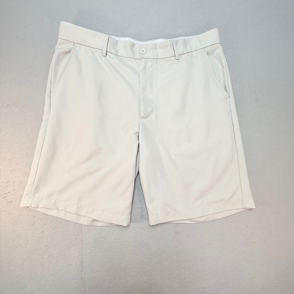 Greg Norman Golf Shorts Flat Front Performance‎ Tan Shorts Size 36